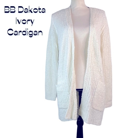 BB Dakota Ivory Chenille Open Front Cardigan NWOT Size M - Picture 2 of 9